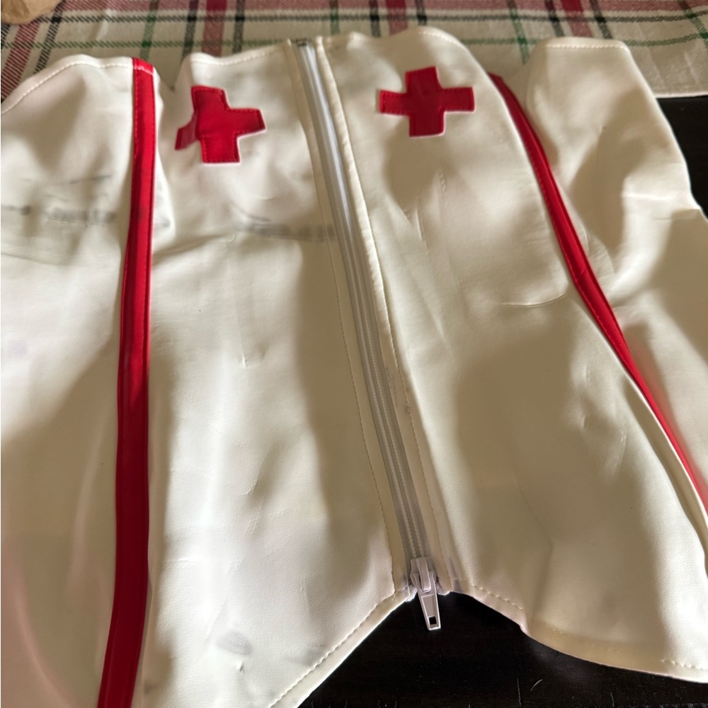 White and Red Nurse Costume Top